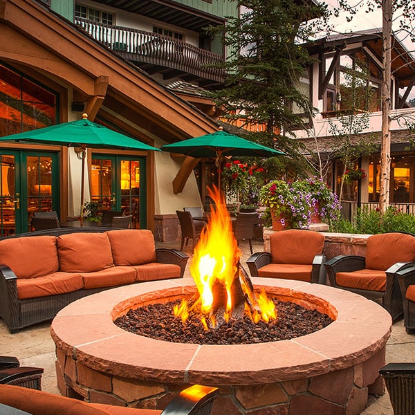 Virtual Vail experience featuring a fire pit.