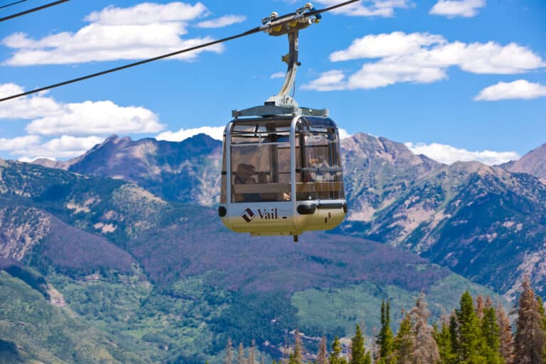 A cable car in beautiful Vail.