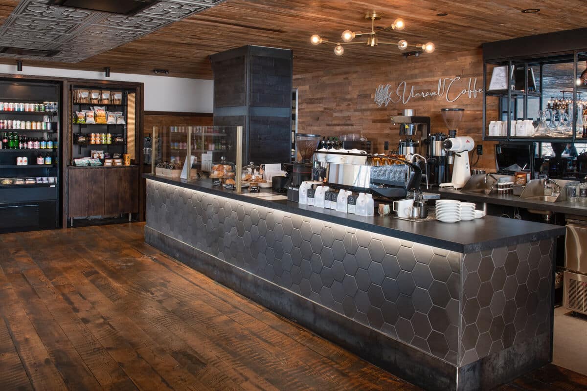 Counter of Vail coffee shop, Unravel Coffee