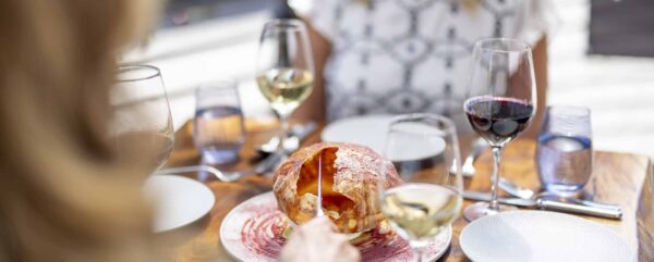 friends having dinner at Sweet Basil