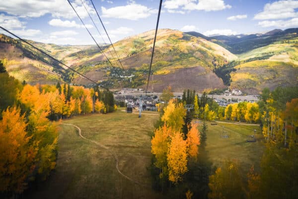 autumn landscape with chairlift
