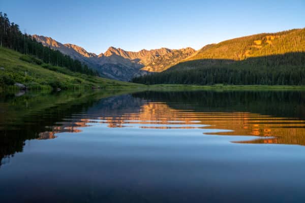 Lake and mountain landscape at Piney River Ranch
