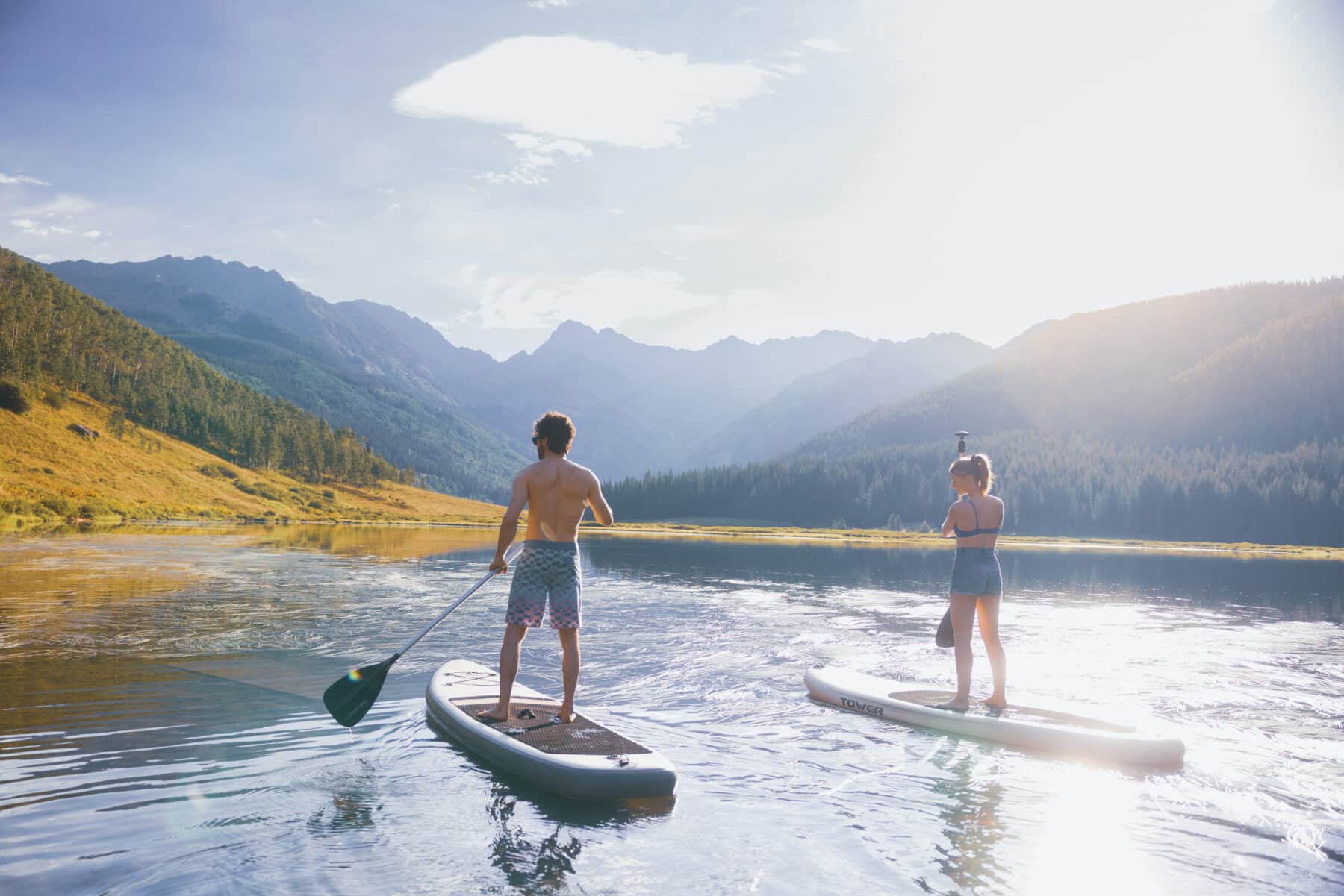 Couple SUP at piney lake