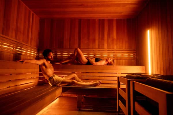 A couple in the sauna